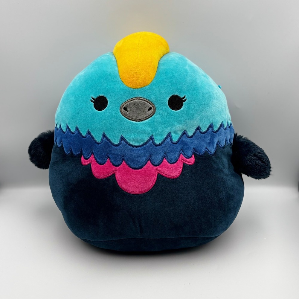 Squishmallows Kellytoy Blue Bird Plush Pink Scalloped Detail Fuzzy Wings 8 Inch